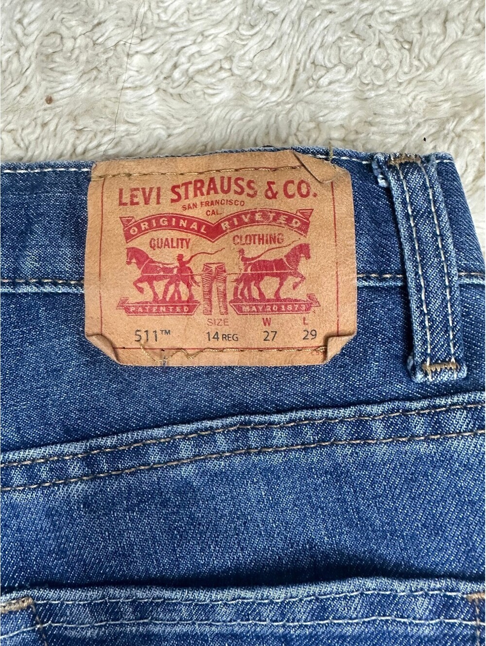 Levi's 511 Slim medium wash stretch denim jeans Youth 14Reg W27 L29/ Women XS/S - Picture 9 of 9